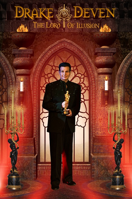 Drake DEven holds the MErlin award he won for "Magician of the Decade" at the International Society of Magician's Banquet at the Orleans in May